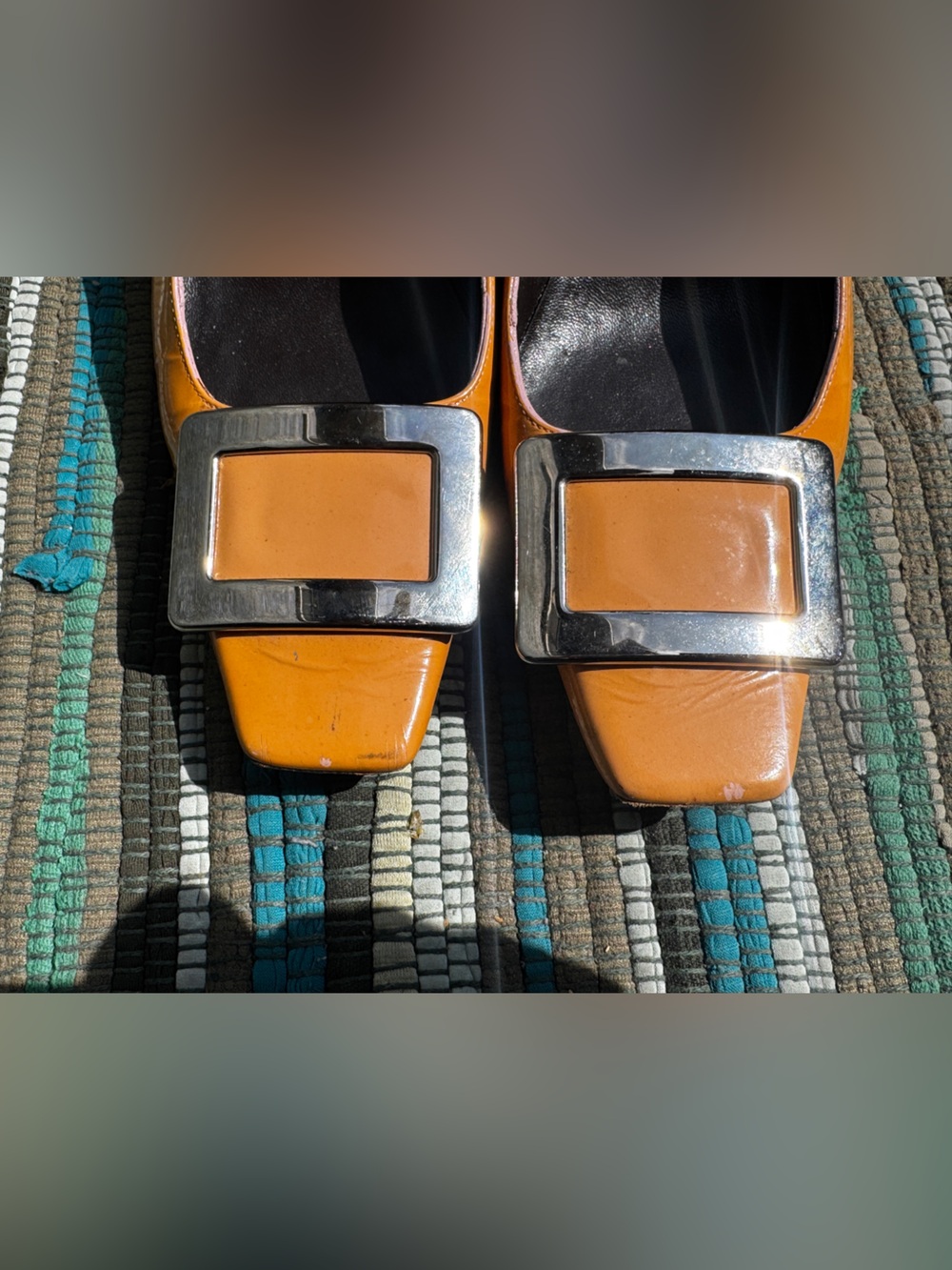 Vintage Roger Vivier Paris Yellow Patent Leather Buckle Pumps Sz 37 1/5 - Picture 5 of 12